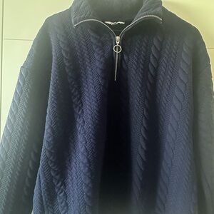 Reitmans Navy Blue Cable Knit Blouse